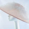 220821 Baby pink sinamay downbrim with ostritch feather trim 
