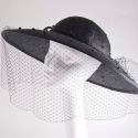 14013 Black knotted sinamay downbrim with veiling